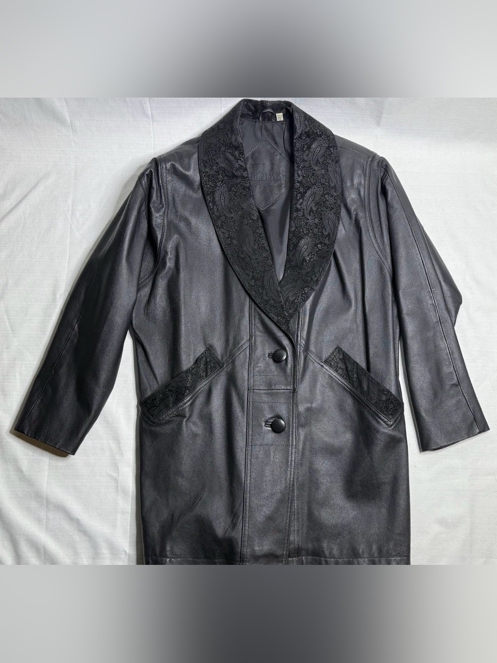 Preston & York Vintage Women's Trench Coat 100% Genuine Leather, Black Small